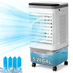 3 in 1 Portable Evaporative Cooler,720R,Indoor,Outdoor,461CFM Air Cooler with remote,Copper motor,5.28 Gal Water Tank & Scroll Casters, 4 Ice Pac