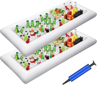 Inflatable Serving Bars Ice Buffet Salad Serving Trays Food Drink Holder Cooler Containers Indoor Outdoor BBQ Picnic Pool Party Supplies Luau Coo (Style: 2 PCS)