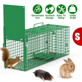 Live Animal Cage Trap For Animals Under Easy To Setup Humane Galvanized Iron Trap Cage For Raccoons Armadillos Groundhogs Muskrats Opossums Skunk (size: S_Green)