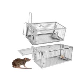 2 Pack Rat Trap Cage Humane Live Rodent Trap Cage for Indoor & Outdoor (Color: silver, Type: Mouse Catcher)